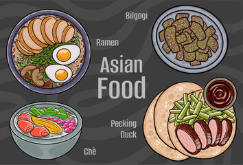 Asian Food Vector Art: Hand-drawn.