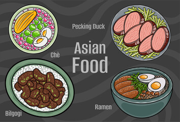Asian Food Vector Art: Hand-drawn.