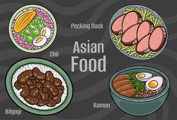 Asian Food Vector Art: Hand-drawn.