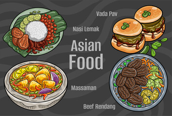 Asian Food Clipart: Hand-drawn & Vector.