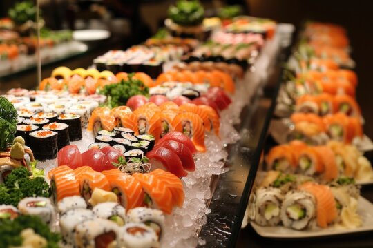 All you can eat sushi. Copy Space. Free Space.