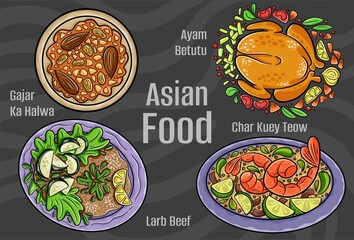Asian Food Vector Art: Hand-drawn.