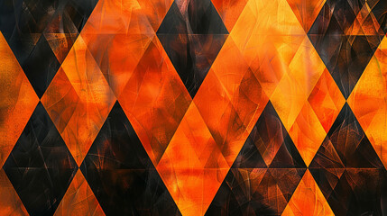 Diamond shapes in orange and black geometric abstract background, Halloween