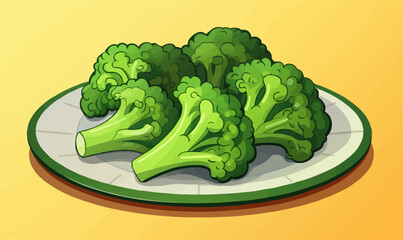 slices of Broccoli on plate vector flat isolated vector style illustration -