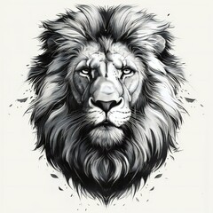 Portrait of a lion,  Hand-drawn illustration,  Vector