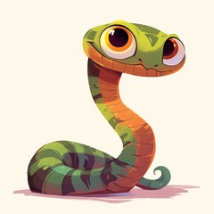 Fototapeta premium Cartoon Black Mamba, Adorable Illustration on a Beige Background