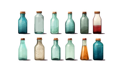 Glass bottles isolated vector style on isolated background illustration -