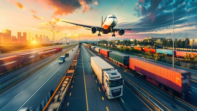 Integrating Transport Modes for Comprehensive Business Logistics. Concept Logistics Efficiency, Multi-Modal Transport, Supply Chain Integration, Intermodal Connectivity