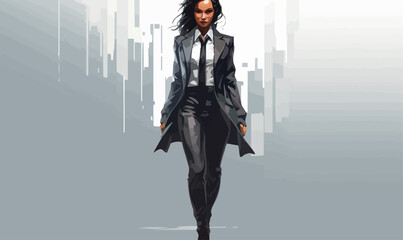 cyberpunk style woman in business suit vector isolated vector style illustration