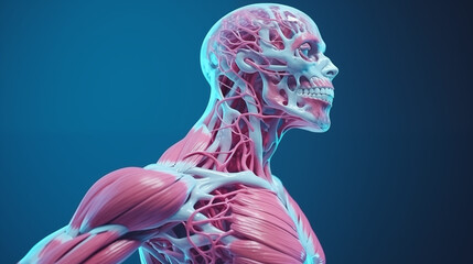 3d illustration of medical research for cancer. muscle research graphic for science.