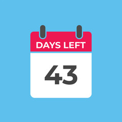 Fototapeta premium 43 days to go countdown template. 43 day Countdown left days banner design. 43 Days left countdown timer 