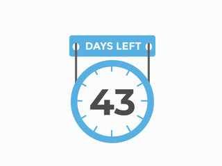 43 days to go countdown template. 43 day Countdown left days banner design. 43  Days left countdown timer
