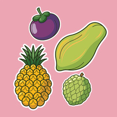 Cartoon Exotic Tropical Fruit Vector Art