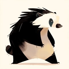 Cartoon Honey Badger, Adorable Illustration on a Beige Background