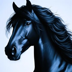 Portrait of a beautiful black horse.