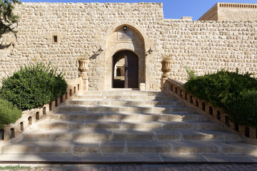 Naklejka premium Entrance to Saint Ananias Monastery known as Deyrulzafaran or Saffron Monastery, Mardin, Turkey