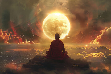 monk meditating in the lotus position