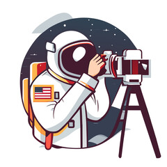 astronauta with a camera, vector illustration flat 2