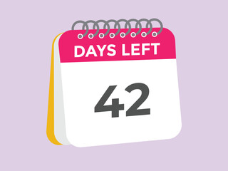 42 days to go countdown template. 42 day Countdown left days banner design. 42  Days left countdown timer

