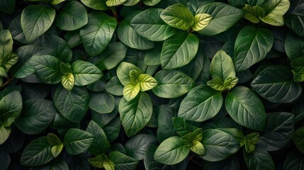 Fototapeta premium Green Leaves on a Wall