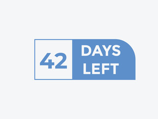 42 days to go countdown template. 42 day Countdown left days banner design. 42  Days left countdown timer
