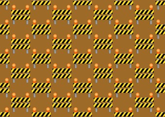 Obstacles on the road. The road is blocked. Pattern of road barriers. Seamless pattern. Partition. Partition pattern. Yellow and black