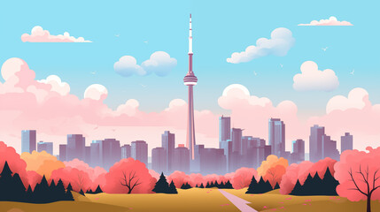 Fototapeta premium Toronto Skyline. Beautiful Panorama view. Flat modern illustration style.