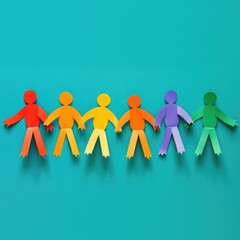 teamwork, colored paper people 
