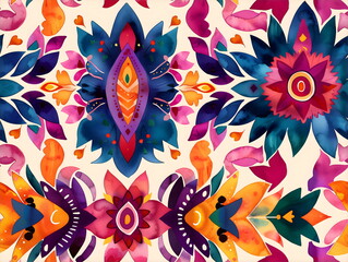 Mexican ethnic floral seamless pattern. ornamental seamless pattern fabric colorful design for textile printing 