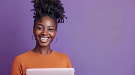 Smiling Woman with Laptop
