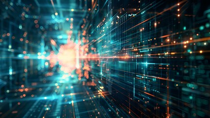 Obraz premium Abstract background,illustrating the advanced integration of technology and data flow