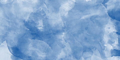 Obraz premium Abstract beautiful painted cloudy sky blue watercolor background, Light blue background with watercolor, Soft cloud in the sky background blue tone for wallpaper, graphics design and web design. 