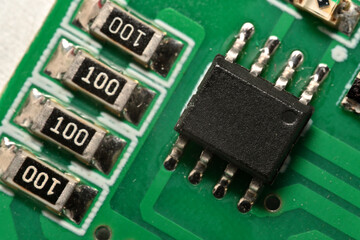 close up of circuit chip