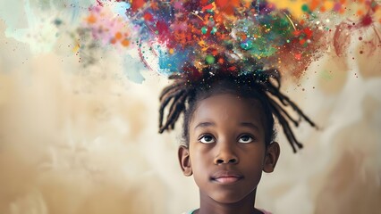 Excessive media input overwhelms young minds with information overload and social media. Concept Media Influence, Information Overload, Social Media Impact, Young Minds, Content Consumption