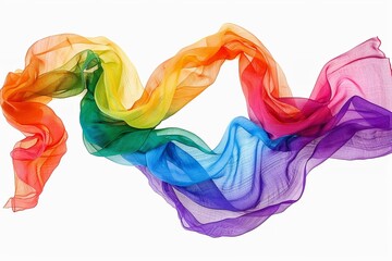 Fototapeta premium Clipart of a rainbow-striped scarf flowing with a gentle breeze