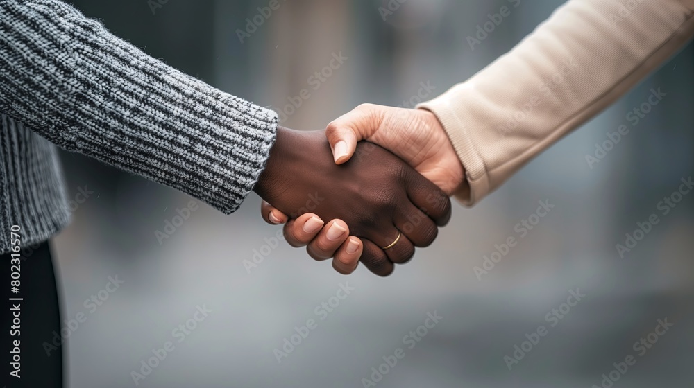 Aufkleber An image portraying unity and support through a handshake between two individuals, symbolizing
