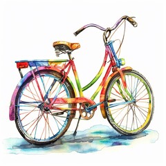 Fototapeta premium Watercolor illustration clipart of a peace sign painted in rainbow colors with a dripping paint effect