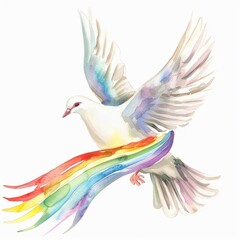 Obraz premium Watercolor illustration clipart of a peace sign painted in rainbow colors with a dripping paint effect