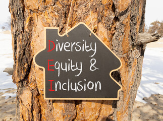 DEI diversity equity and inclusion symbol. Concept words DEI diversity equity and inclusion on...