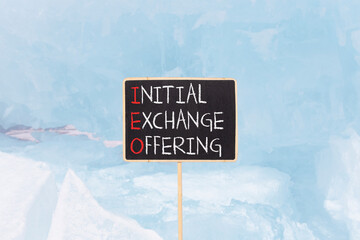 IEO initial exchange offering symbol. Concept words IEO initial exchange offering on beautiful...