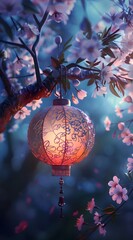 Obraz premium Traditional Japanese Lantern Candle Holde, iconic symbol of Christmas. Traditionally Asian cafe