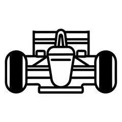 Obraz premium Simple formula racing car black isolated icon.