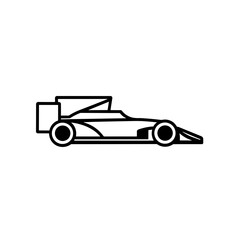 Obraz premium Simple formula racing car black isolated icon.