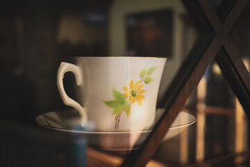 Vintage antique teacup with floral design