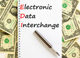 EDI electronic data interchange symbol. Concept words EDI electronic data interchange on white...
