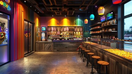 Vibrant D Rendered Pasta Shop Showcasing Fresh Culinary Delights