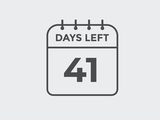 41 days to go countdown template. 41 day Countdown left days banner design. 41  Days left countdown timer
