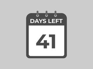 41 days to go countdown template. 41 day Countdown left days banner design. 41  Days left countdown timer
