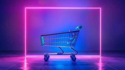 Black Friday Deals are dramatically presented with hightech gadgets under a sleek glow neon light, creating an enticing shopping environment, product display background