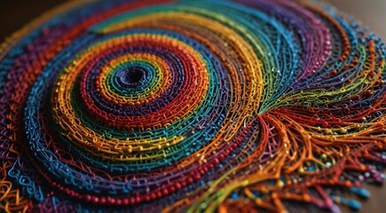 string art piece with a number of colors